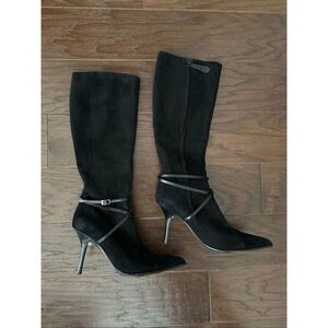 St. John Elegant Black Suede Heeled Boots
